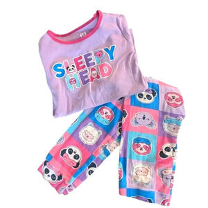 The Children's Place Girls' Long Sleeve Top and Pants Pajama Sets SZ 6-7 Cotton